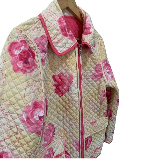 ESPRIT QUILTED Y2K PINK REVERSIBLE FLORAL FULL ZIP LS JACKET SIZE LARGE NWOT - Picture 14 of 16